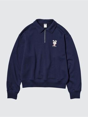 Navy Half-Zip Sweatshirt with Labubu